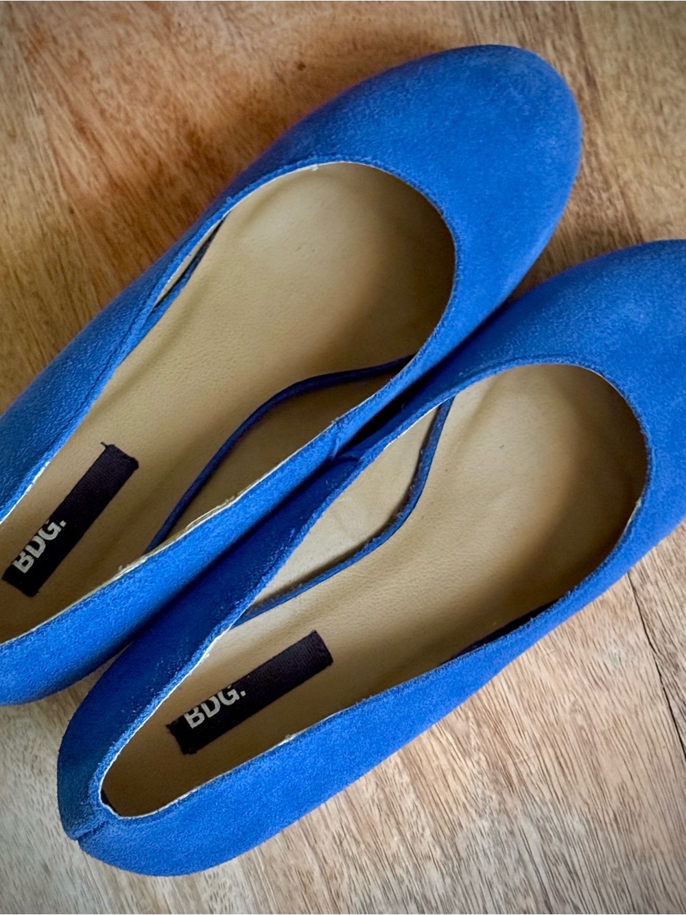 BDG Blue Suede Kitten Heels